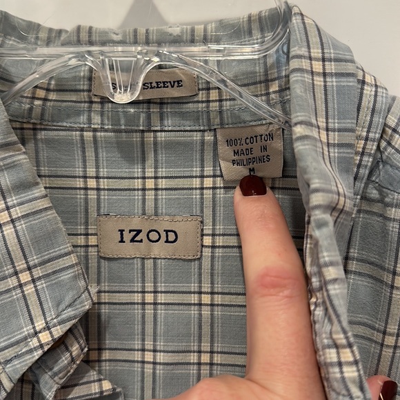 Men’s IZOD shirt- blue/gray/white size medium. - Picture 3 of 8